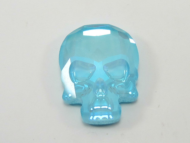 2pcs. 14x10.5mm SKULL ULTRA TURQUOISE FLATBACK European Rhinestones